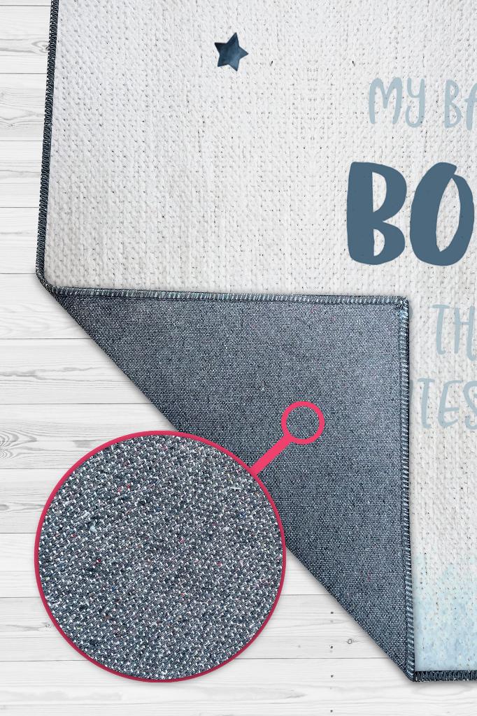 Homshtag Tatlı Oğlum Beyaz Mavi Renk Çocuk Odası Halısı Dokuma Minimal Çocuk Halı Bebek Temalı Halı