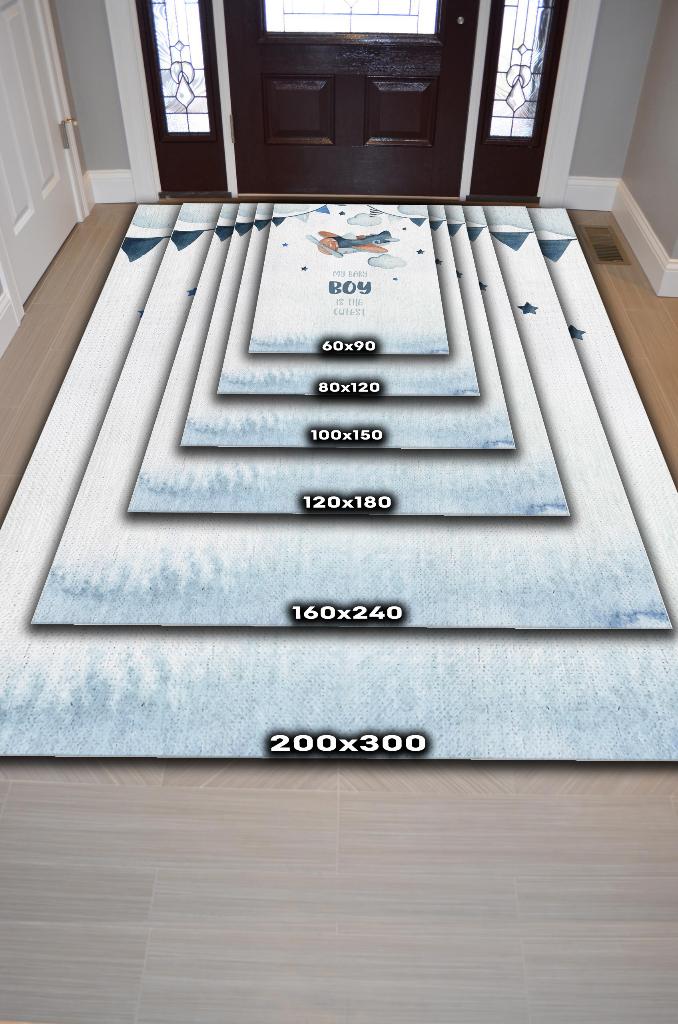 Homshtag Tatlı Oğlum Beyaz Mavi Renk Çocuk Odası Halısı Dokuma Minimal Çocuk Halı Bebek Temalı Halı