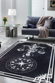 Homshtag Terazi Burcu Astroloji Temalı Halı Burç Halısı Terazi BurcuHediyelik Halı Siyah Renk Halı