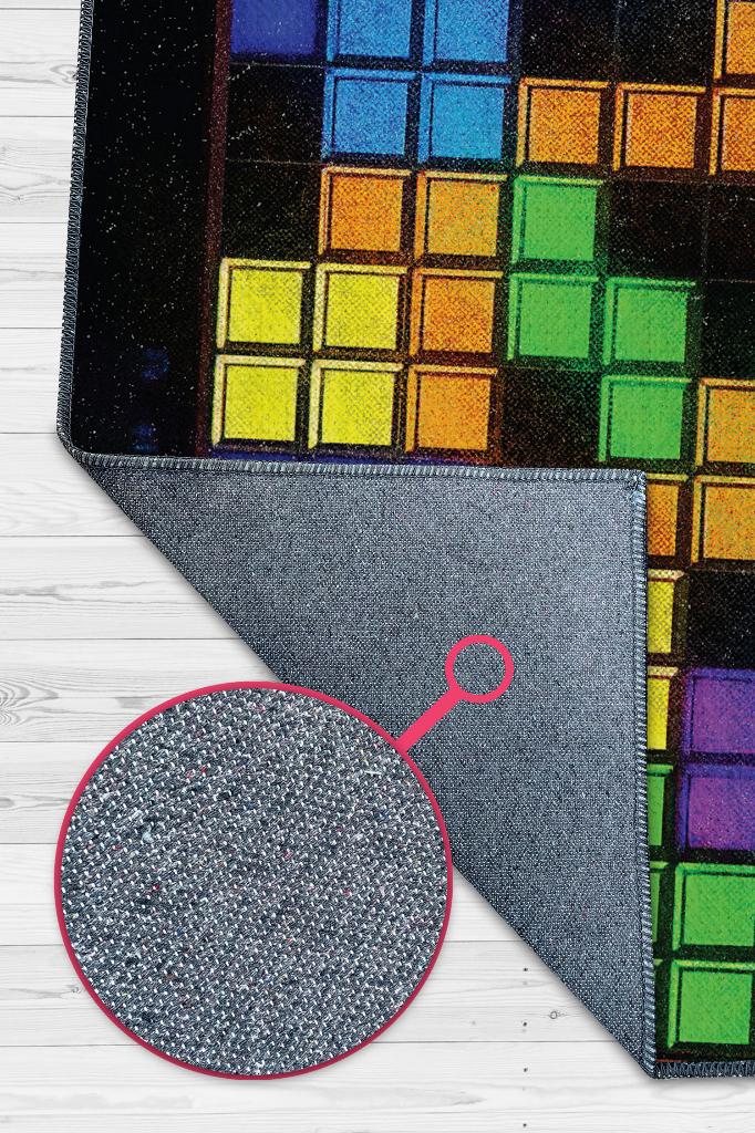 Homshtag Tetris Çok Renkli Oyuncu Halısı Zemini Beyaz Renk Gamer Temalı Halı Oyuncuya Hediye