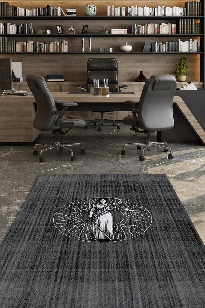 Homshtag Themis Siyah Renkli Avukat Halısı Dokuma Avukat Ofis Halısı Hediye Halı Adalet Temalı Halı