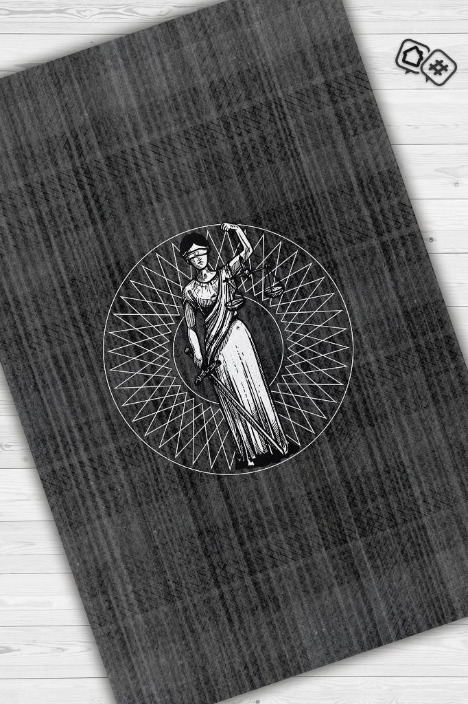 Homshtag Themis Siyah Renkli Avukat Halısı Dokuma Avukat Ofis Halısı Hediye Halı Adalet Temalı Halı