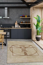 Homshtag Tirbuşon Bej Kahve Renkli Halı Modern Parti Temalı Halı Tasarım Dokuma Hediyelik Halı