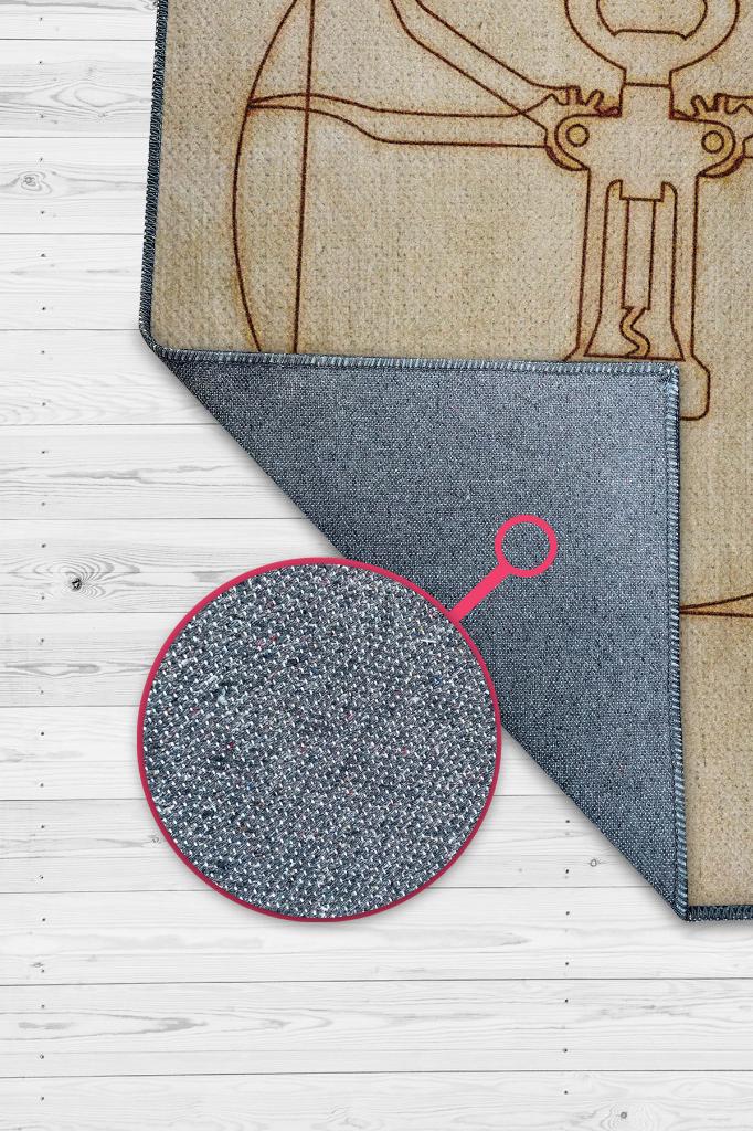 Homshtag Tirbuşon Bej Kahve Renkli Halı Modern Parti Temalı Halı Tasarım Dokuma Hediyelik Halı