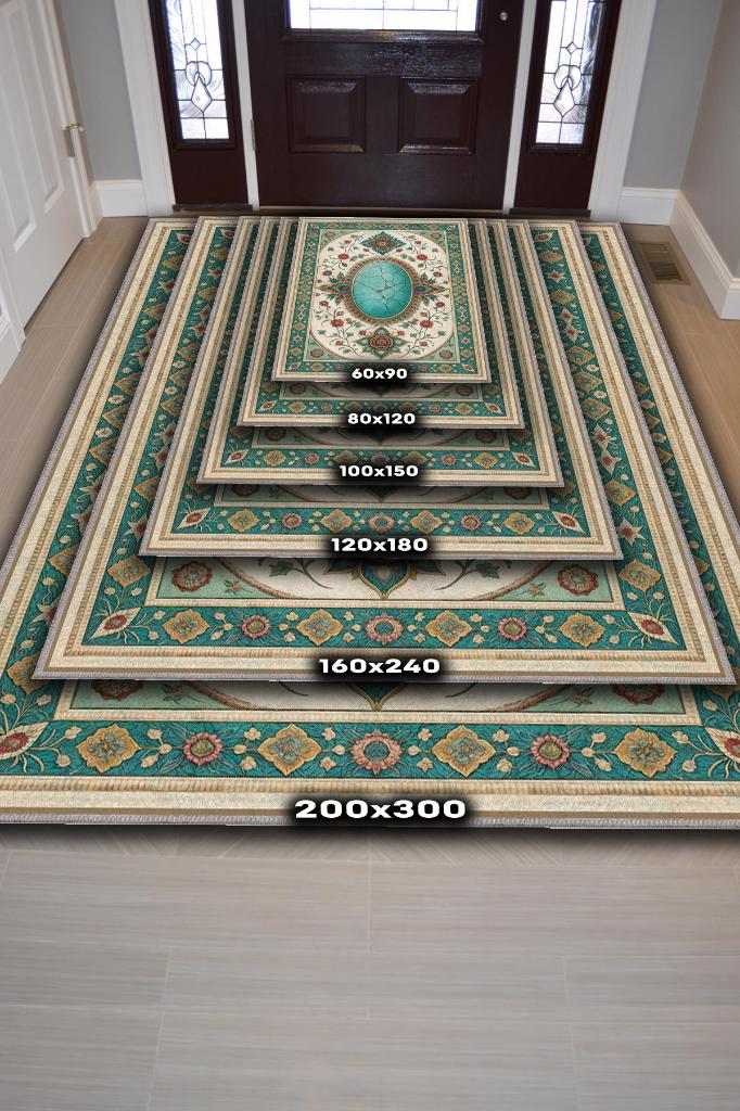 Homshtag Turkuaz Taşı Halısı Yeşil Turkuaz Renkli Aura Taşı Enerji Spiritüel Temalı Modern Halı