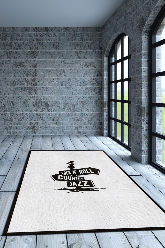 Homshtag Üç Müzik Tarzı Düz Renkli Halı Siyah Beyaz Halı Caz Rock Sever Halısı Müzisyene Hediye Halı