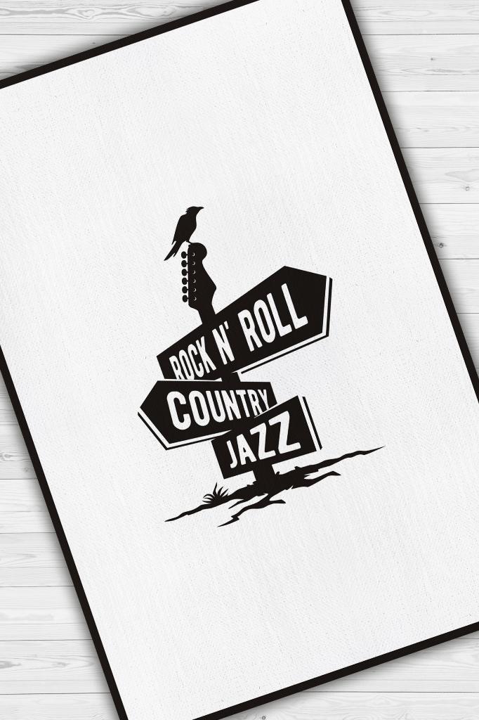 Homshtag Üç Müzik Tarzı Düz Renkli Halı Siyah Beyaz Halı Caz Rock Sever Halısı Müzisyene Hediye Halı