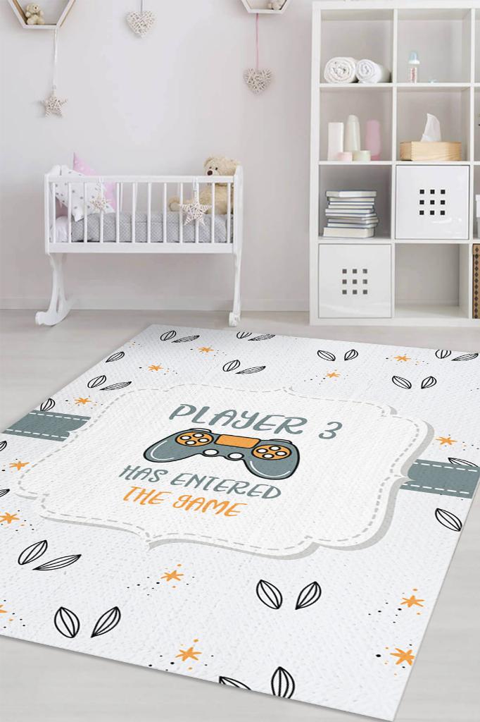 Homshtag Üçüncü Oyuncu Geldi Beyaz Renkli Çocuk Odası Halısı Minimal Çocuk Halısı Bebek Temalı Halı