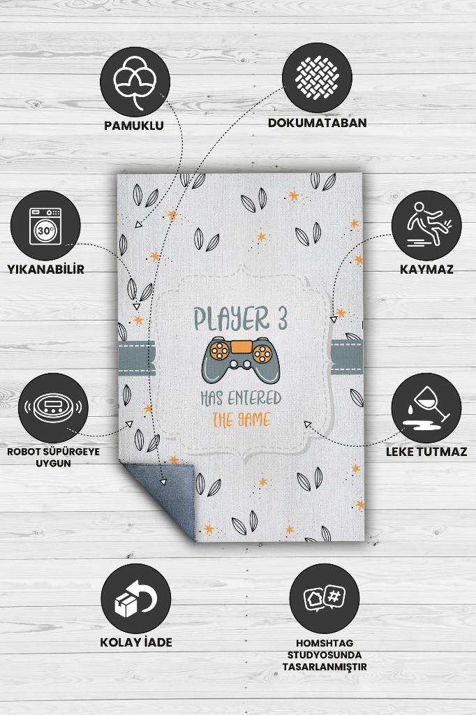 Homshtag Üçüncü Oyuncu Geldi Beyaz Renkli Çocuk Odası Halısı Minimal Çocuk Halısı Bebek Temalı Halı