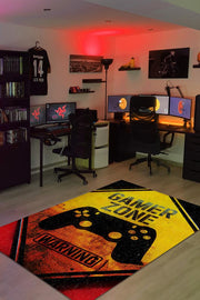Homshtag Uyarı Oyun Alanı Çok Renkli Oyuncu Halısı Zemini Siyah Renk Gamer Temalı Halı Oyuncuya Hediye