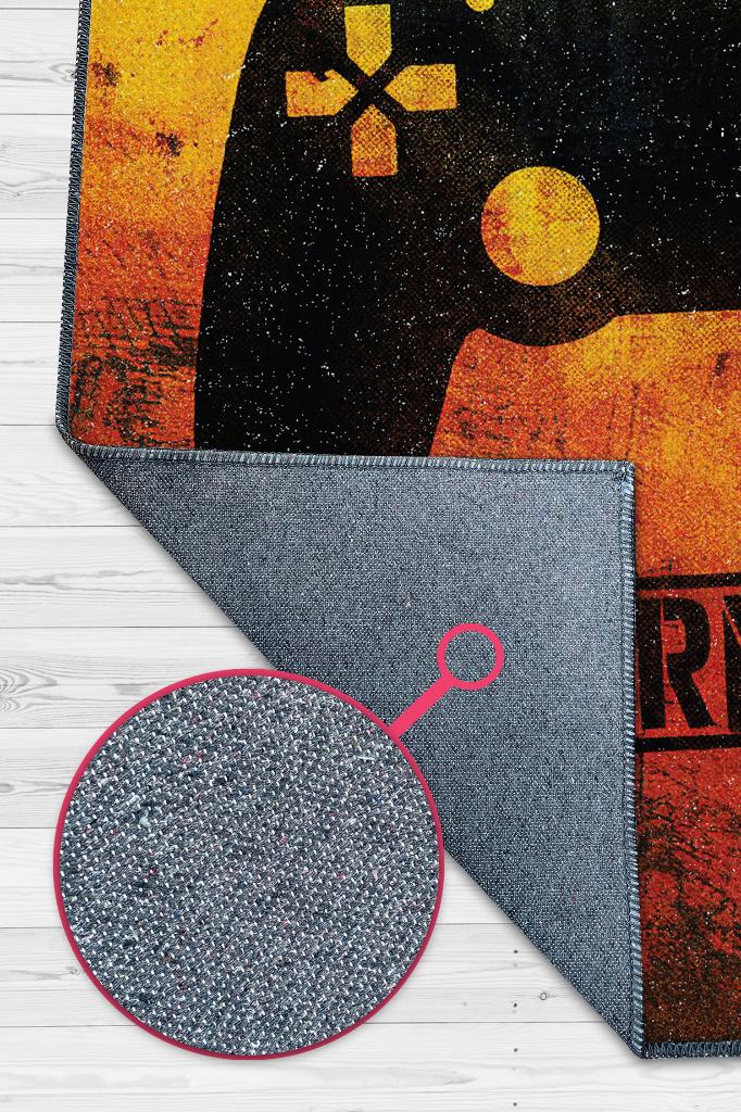 Homshtag Uyarı Oyun Alanı Çok Renkli Oyuncu Halısı Zemini Siyah Renk Gamer Temalı Halı Oyuncuya Hediye