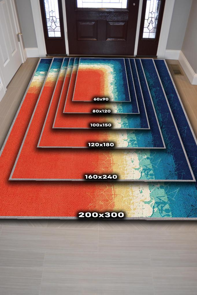 Homshtag Uzak Dur Renkli Keep-Off Halı Güneş Temalı Yazlık Halısı Pamuklu Yıkanabilir Salon Halısı