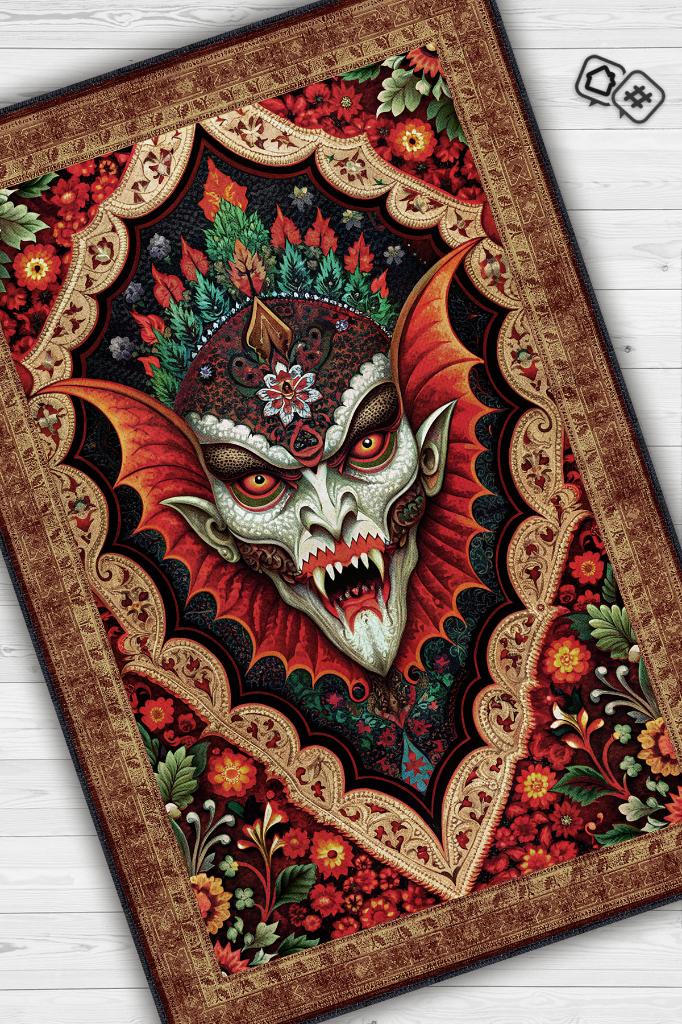 Homshtag Vampir Figürlü Korku Temalı Salon Halısı Gotik Çok Renkli Oturma Odası Halı Konsept Halı