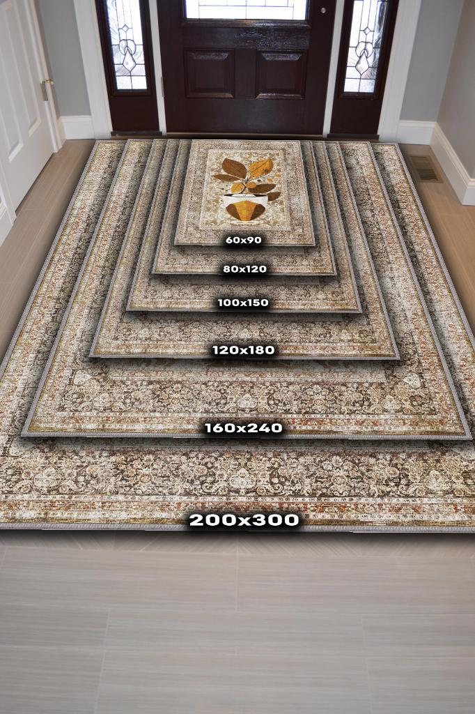 Homshtag Vintage Kahve,Pastel Renkli Vintage Oturma Odası,Pamuklu Dokuma Tabanlı Yıkanabilir Kahvesever Halısı