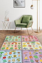 Homshtag Vitaminler Çok Renkli Diyetisyen Halı Diyetisyen Ofisine Diyetisyen Temalı Hediye Halı