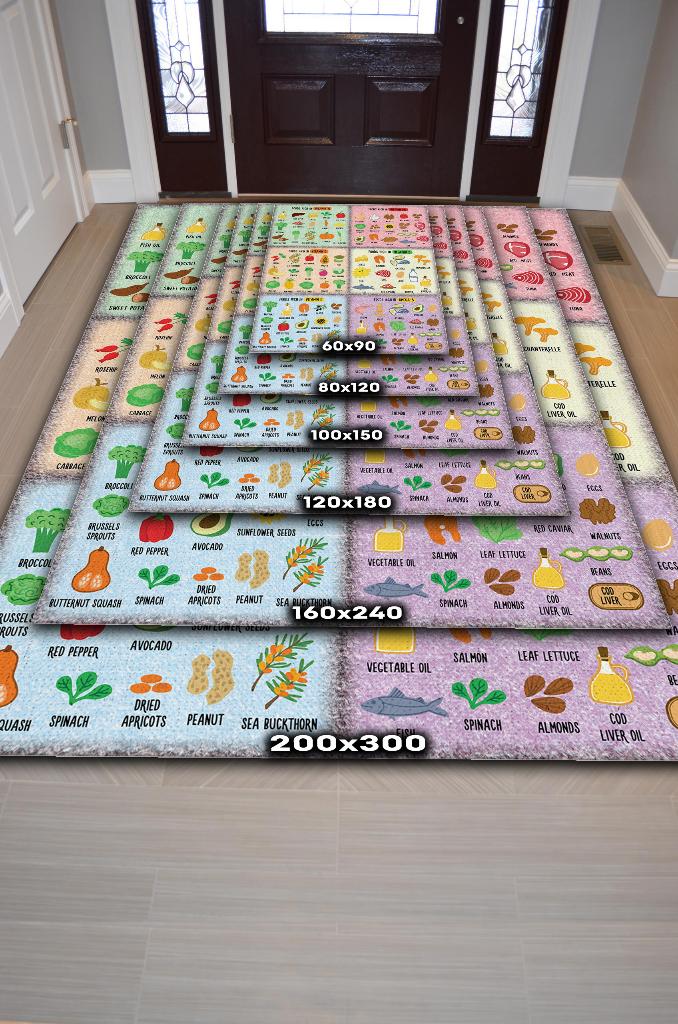 Homshtag Vitaminler Çok Renkli Diyetisyen Halı Diyetisyen Ofisine Diyetisyen Temalı Hediye Halı