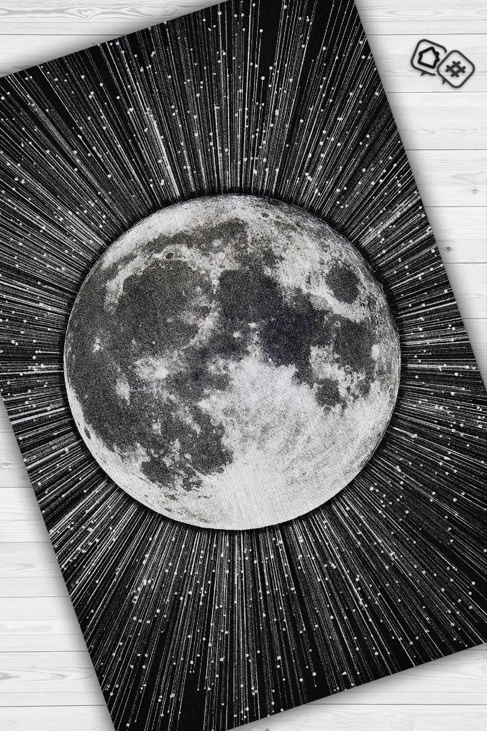 Homshtag Yansıtan Siyah Renkli Salon Halısı Gökyüzü Temalı Genç Odası Halısı Koyu Renkli Halı