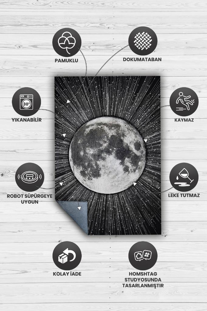 Homshtag Yansıtan Siyah Renkli Salon Halısı Gökyüzü Temalı Genç Odası Halısı Koyu Renkli Halı