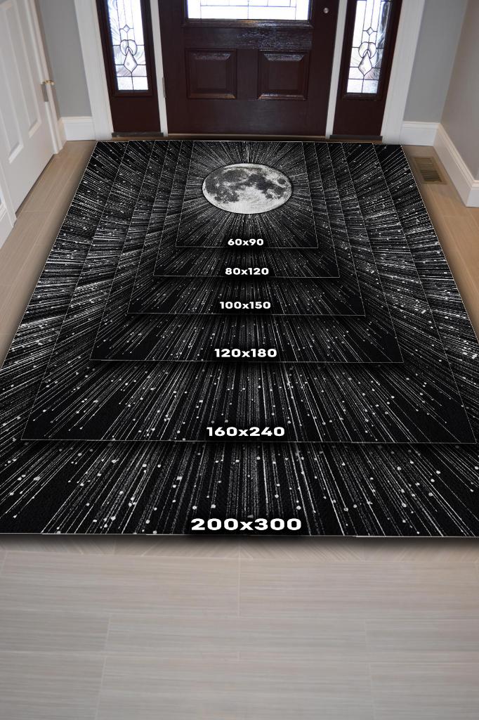 Homshtag Yansıtan Siyah Renkli Salon Halısı Gökyüzü Temalı Genç Odası Halısı Koyu Renkli Halı
