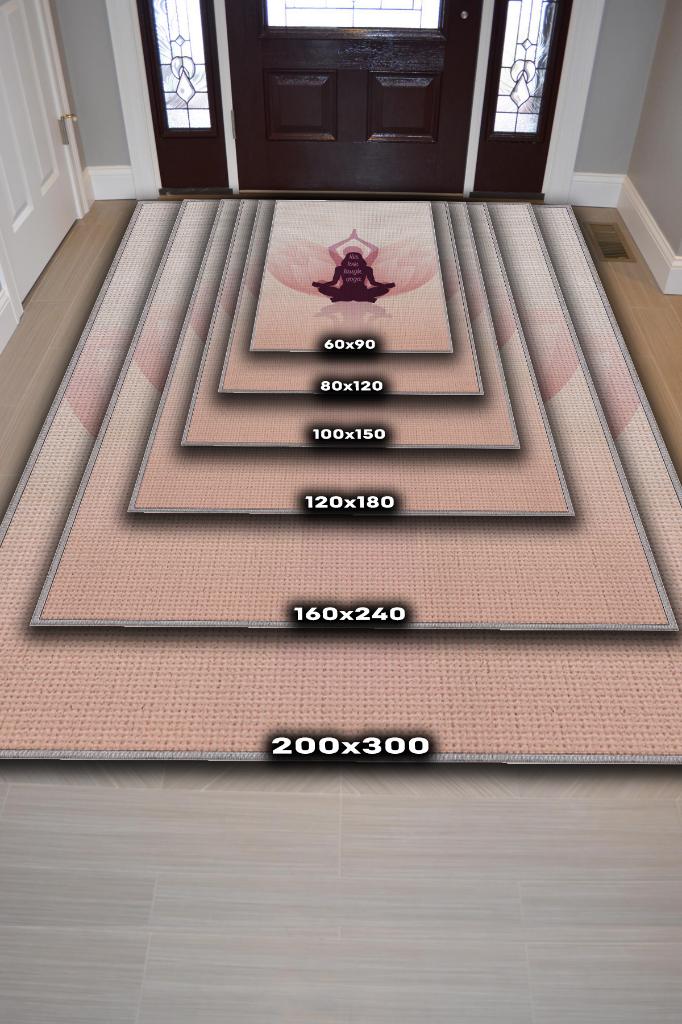 Homshtag Yaşa Sev Gül Siyah Halı Koyu Renkli Yoga Sever Halısı Hediyelik Yıkanabilir Düz Renk Halı