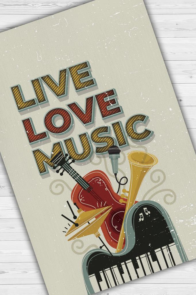 Homshtag Yaşa Sev Müzik Yap Art Müzik Halısı Açık Renkli Müzik Halısı Ritim Figürlü Bej Modern Halı