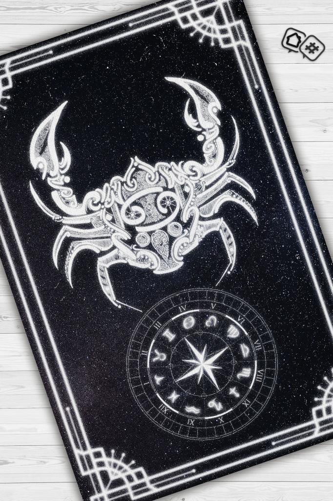 Homshtag Yengeç Burcu Astroloji Temalı Halı Burç Halısı Yengeç Burcuna Hediye Halı Siyah Renk Halı
