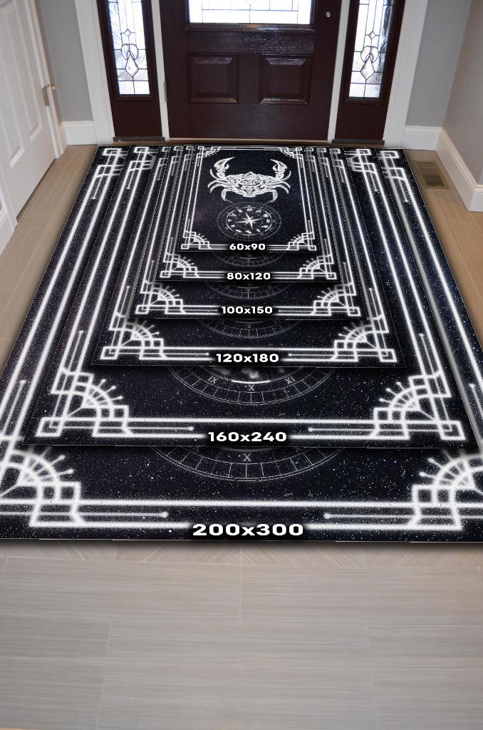 Homshtag Yengeç Burcu Astroloji Temalı Halı Burç Halısı Yengeç Burcuna Hediye Halı Siyah Renk Halı