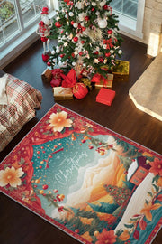 Homshtag Yeni Yıl Temalı Halı Çok Renkli Yeni Yıl Parti Halısı Yılbaşı Temalı Hediyelik Halı