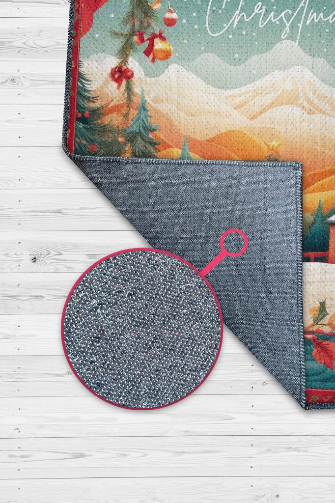 Homshtag Yeni Yıl Temalı Halı Çok Renkli Yeni Yıl Parti Halısı Yılbaşı Temalı Hediyelik Halı