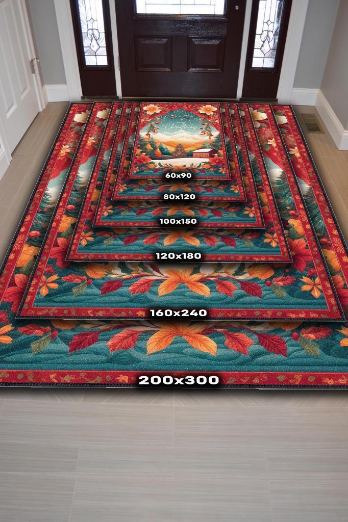 Homshtag Yeni Yıl Temalı Halı Çok Renkli Yeni Yıl Parti Halısı Yılbaşı Temalı Hediyelik Halı