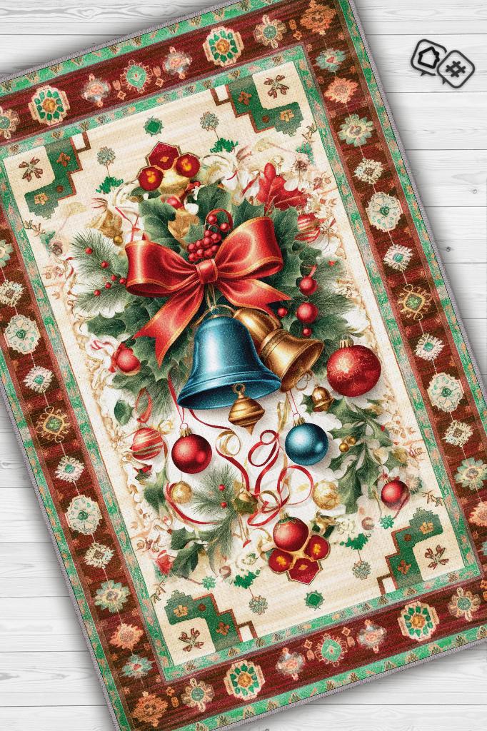 Homshtag Yeni Yıl Temalı Halı Çok Renkli Yeni Yıl Parti Halısı Yılbaşı Temalı Hediyelik Halı