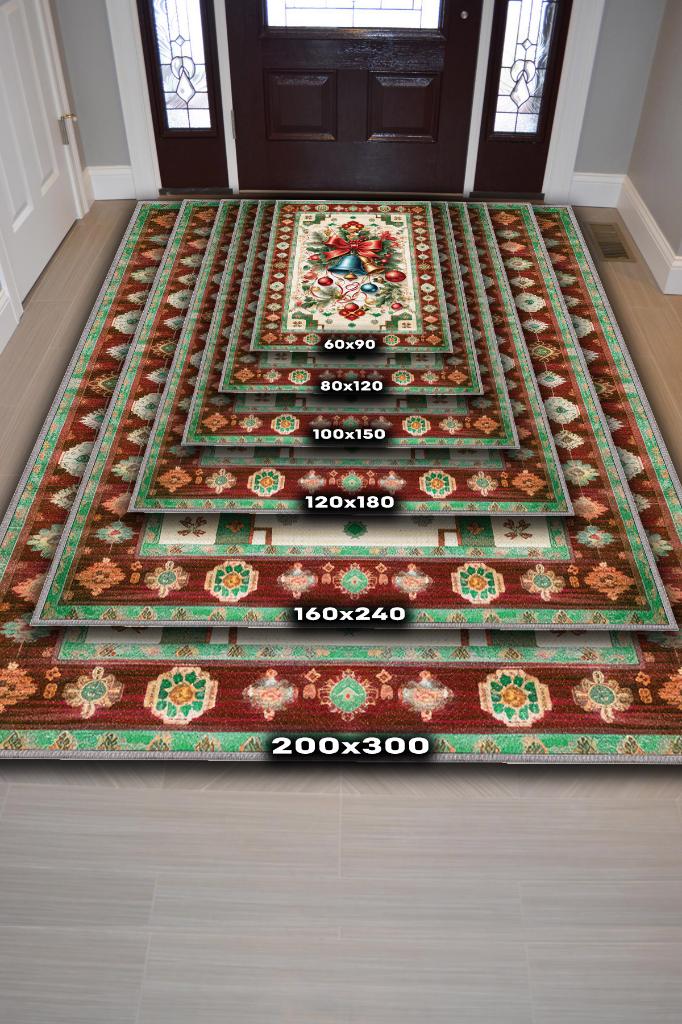 Homshtag Yeni Yıl Temalı Halı Çok Renkli Yeni Yıl Parti Halısı Yılbaşı Temalı Hediyelik Halı