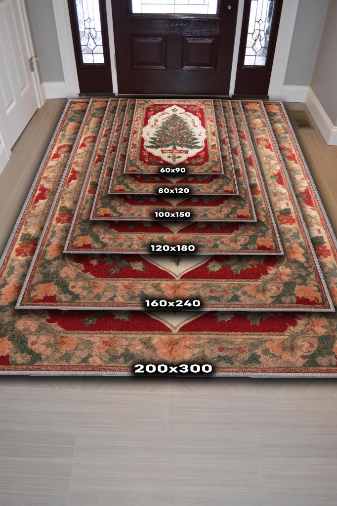 Homshtag Yeni Yıl Temalı Halı Çok Renkli Yeni Yıl Parti Halısı Yılbaşı Temalı Hediyelik Halı