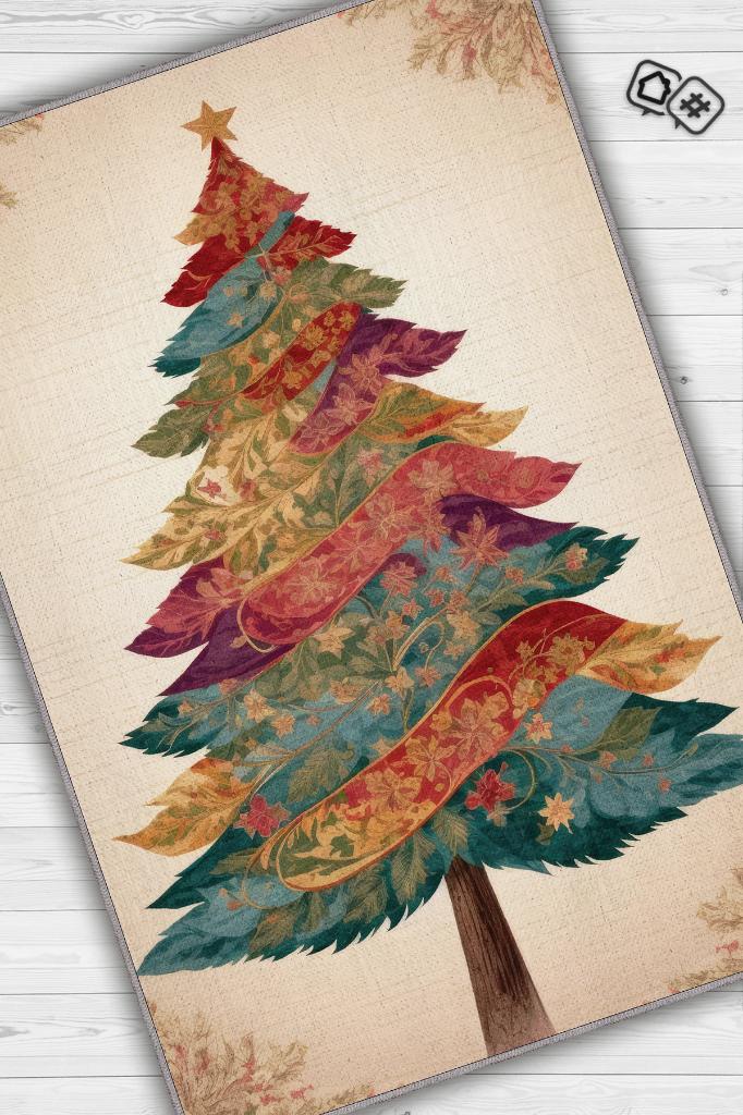 Homshtag New Year Themed Rug, Cream Colored New Year Party Rug, Minimalist Christmas Theme Rug