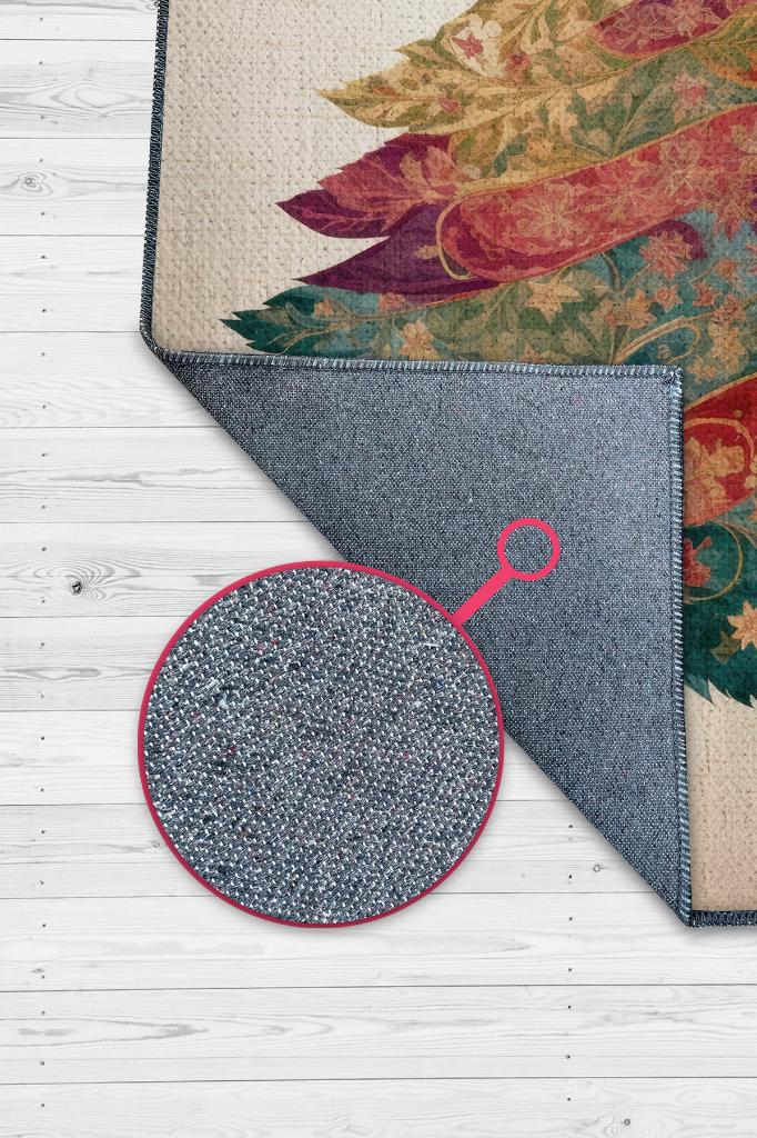 Homshtag Yeni Yıl Temalı Halı Krem Renkli Yeni Yıl Parti Halısı Minimal Yılbaşı Temal Halı