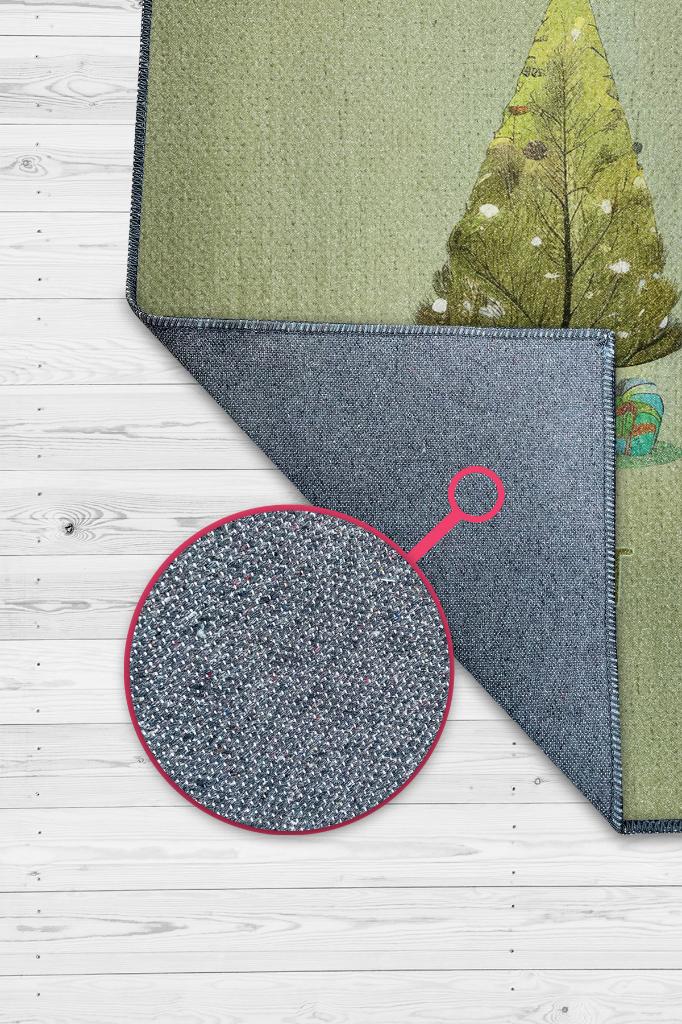 Homshtag Yeni Yıl Temalı Modern Halı Yeşil Renkli Yeni Yıl Parti Halısı Yılbaşı Hediyelik Halı