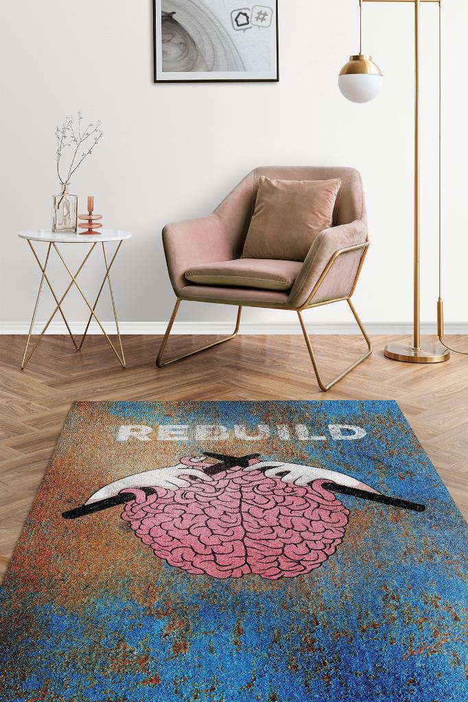 Homshtag Yeniden Kodla Gösterir Pamuklu Dokuma Tabanlı Yıkanabilir Kaymaz Dekoratif Halı