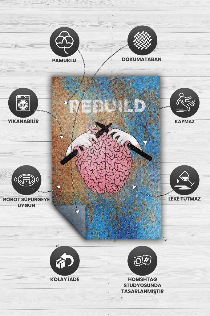 Homshtag Yeniden Kodla Gösterir Pamuklu Dokuma Tabanlı Yıkanabilir Kaymaz Dekoratif Halı