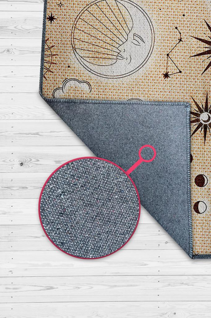 Homshtag Yerdeki Gökyüzü Desenli Halı Bej Açık Renkli Salon Halısı  Yıldız ve Ay Desenli Modern Halı