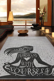 Homshtag Yogaya Güven Gri Renk Halı Dokuma Modern Meditasyon Sever Halısı Hediyelik Halı