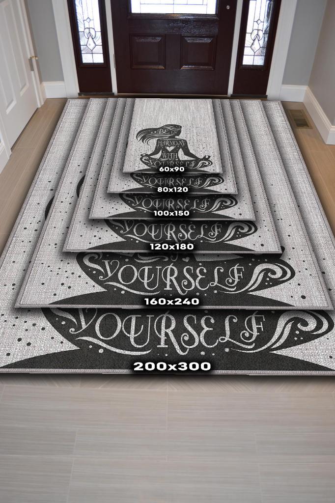 Homshtag Yogaya Güven Gri Renk Halı Dokuma Modern Meditasyon Sever Halısı Hediyelik Halı