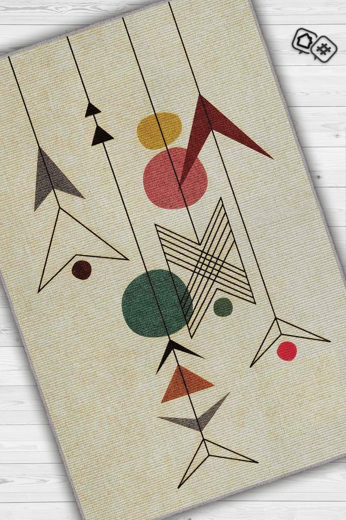 Homshtag Yüksel Yazılı Minimalist Geometrik Oturma Odası Halısı Pamuklu Yıkanabilir Salon Halısı