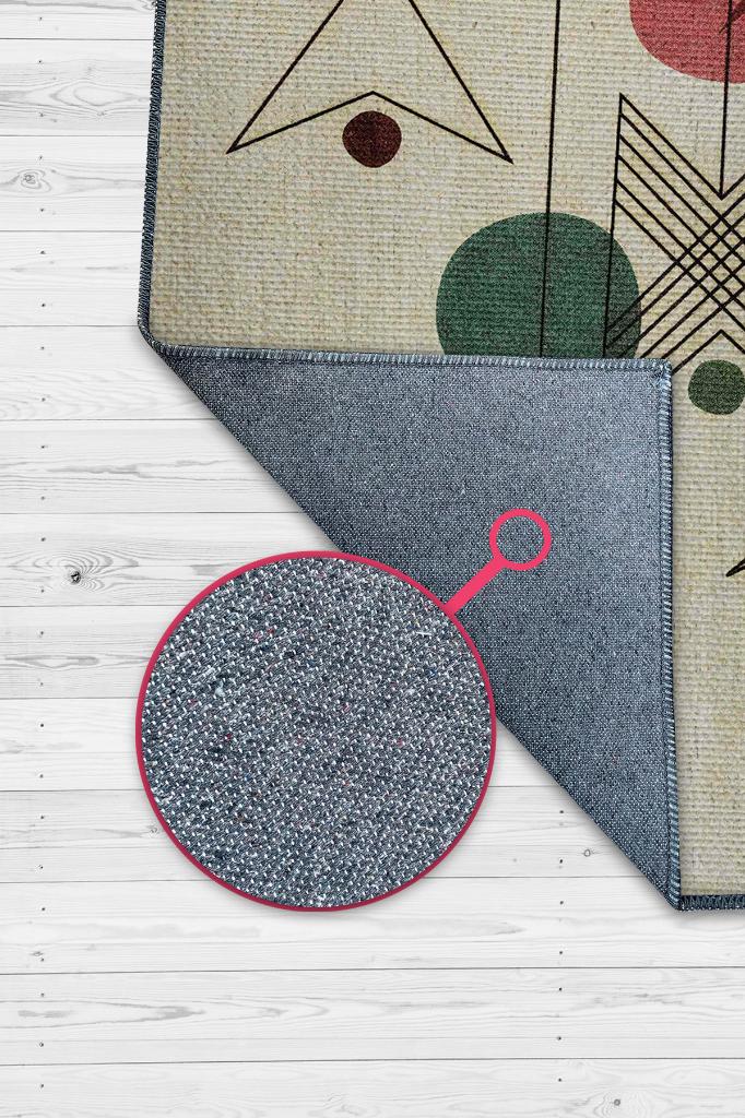 Homshtag Yüksel Yazılı Minimalist Geometrik Oturma Odası Halısı Pamuklu Yıkanabilir Salon Halısı