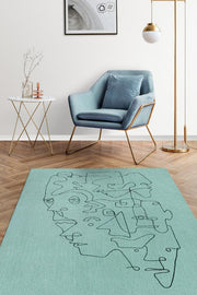 Homshtag Yüzler Pamuklu Dokuma Tabanlı Yıkanabilir Kaymaz Dekoratif Halı