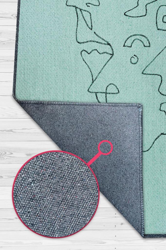 Homshtag Yüzler Pamuklu Dokuma Tabanlı Yıkanabilir Kaymaz Dekoratif Halı