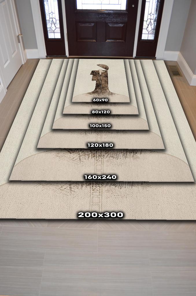 Homshtag Zihnime Bakış Pamuklu Dokuma Tabanlı Yıkanabilir Kaymaz Dekoratif Halı