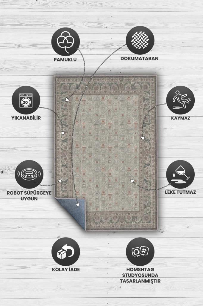 İskandinav Tarzı Pastel Geometrik Halı, Oturma Odası Halısı, Yıkanabilir Salon Halısı