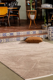 Jolly A0311 Bej Yumuşak Dokulu Salon Mutfak Koridor Oturma Odası Yolluk Halı Makine Halısı