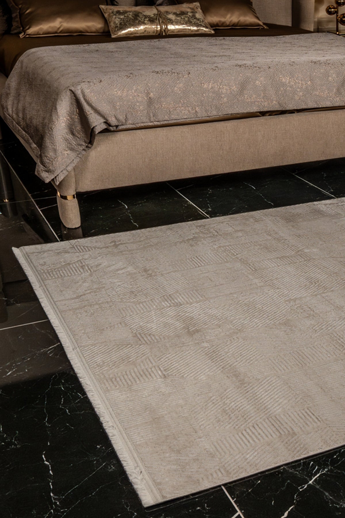 Kadifem KD003 Cremefarbener, weicher, strukturierter Läuferteppich für Wohnzimmer, Küche, Flur, Aufenthaltsraum, maschinell gefertigt