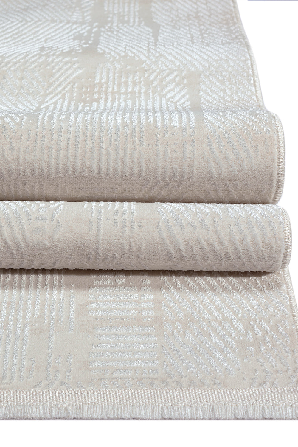 Kadifem KD003 Cremefarbener, weicher, strukturierter Läuferteppich für Wohnzimmer, Küche, Flur, Aufenthaltsraum, maschinell gefertigt